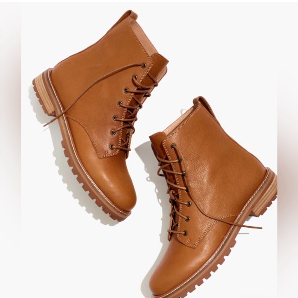 Madewell The Clair Lace-Up Boots in leather NWOT